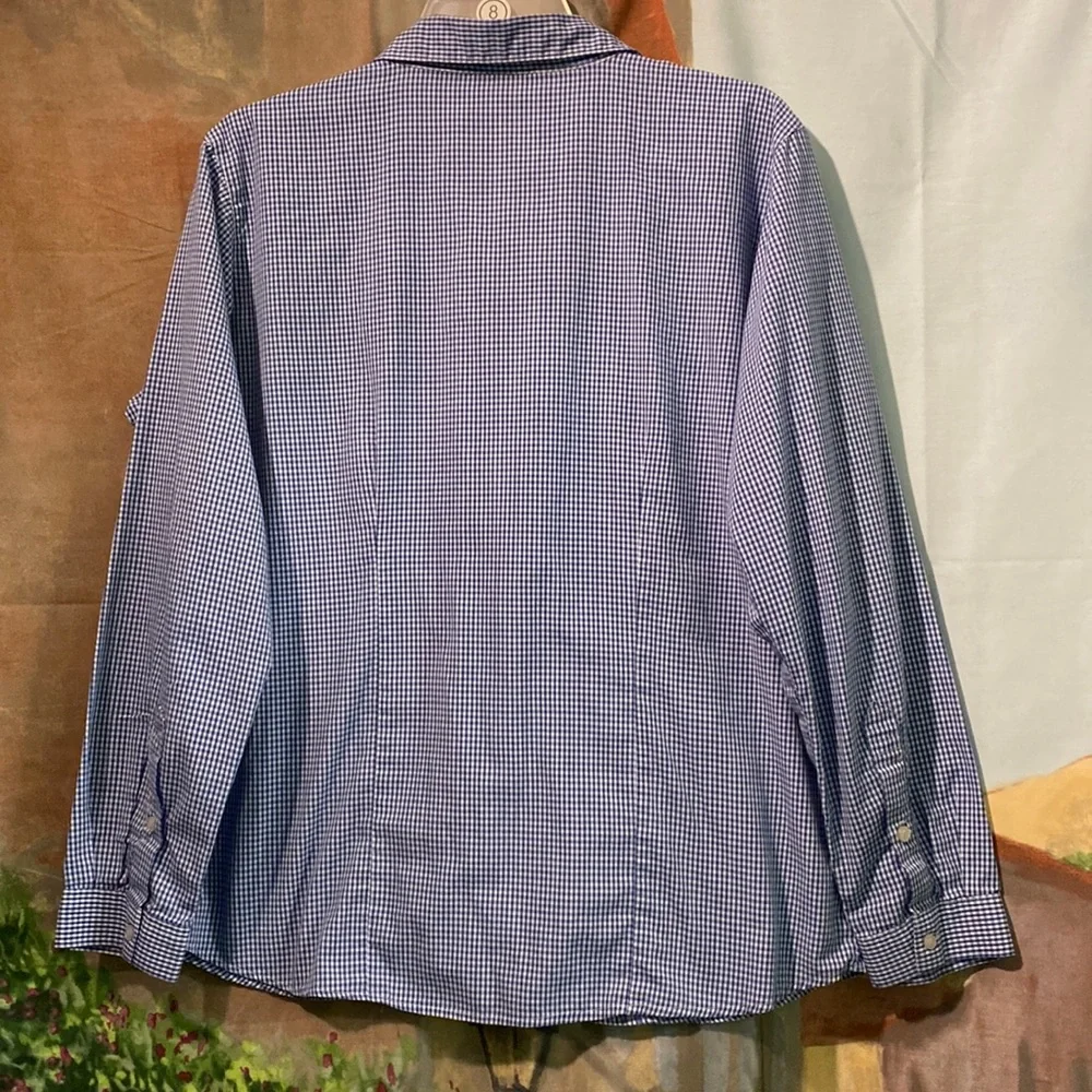 Blue Generation plaid V-neck button down shirt - Picture 5 of 10